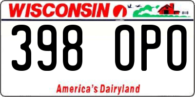 WI license plate 398OPO