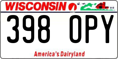 WI license plate 398OPY