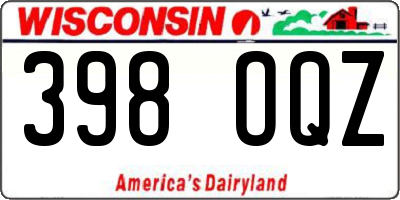 WI license plate 398OQZ