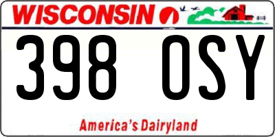 WI license plate 398OSY