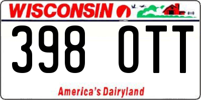 WI license plate 398OTT