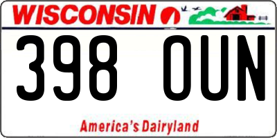 WI license plate 398OUN