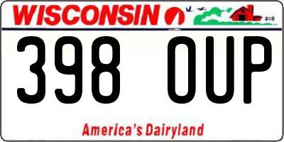 WI license plate 398OUP