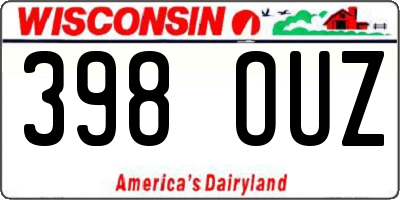 WI license plate 398OUZ