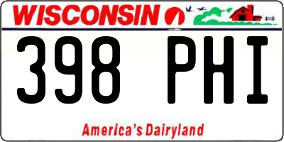 WI license plate 398PHI