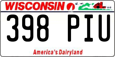 WI license plate 398PIU