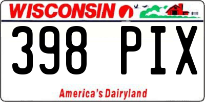 WI license plate 398PIX