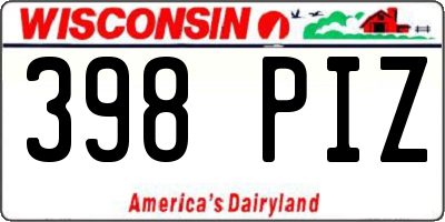 WI license plate 398PIZ