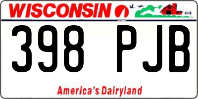 WI license plate 398PJB