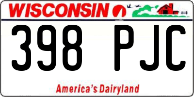 WI license plate 398PJC