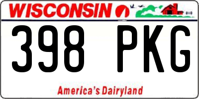 WI license plate 398PKG