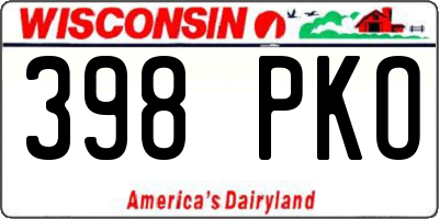 WI license plate 398PKO