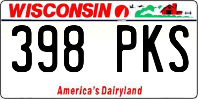 WI license plate 398PKS