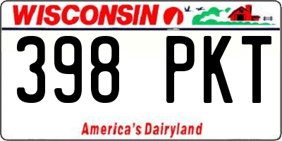 WI license plate 398PKT
