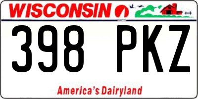 WI license plate 398PKZ