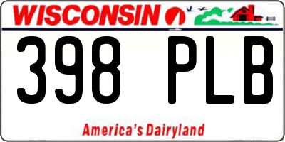 WI license plate 398PLB