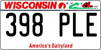 WI license plate 398PLE