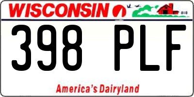 WI license plate 398PLF