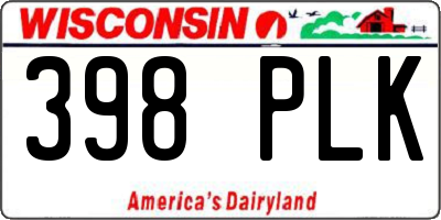 WI license plate 398PLK