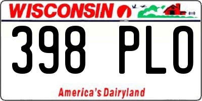 WI license plate 398PLO