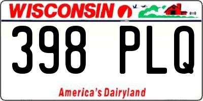 WI license plate 398PLQ