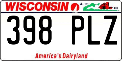 WI license plate 398PLZ