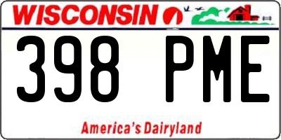 WI license plate 398PME