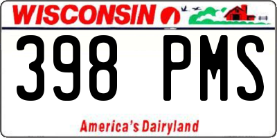 WI license plate 398PMS