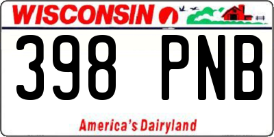 WI license plate 398PNB