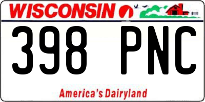 WI license plate 398PNC
