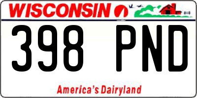WI license plate 398PND