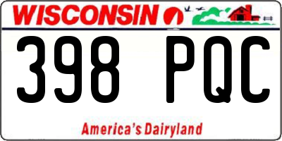 WI license plate 398PQC