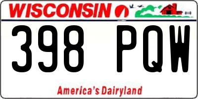 WI license plate 398PQW