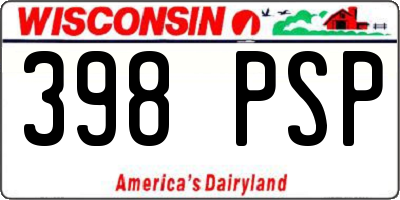 WI license plate 398PSP