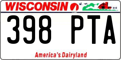 WI license plate 398PTA