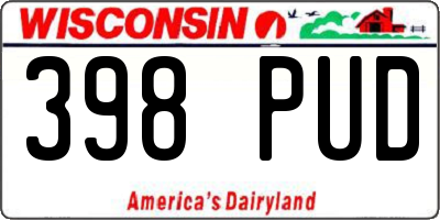 WI license plate 398PUD