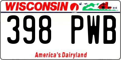 WI license plate 398PWB