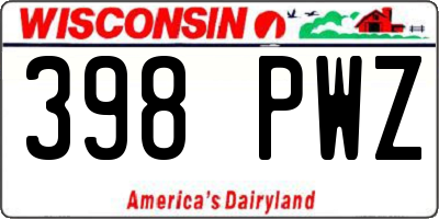 WI license plate 398PWZ