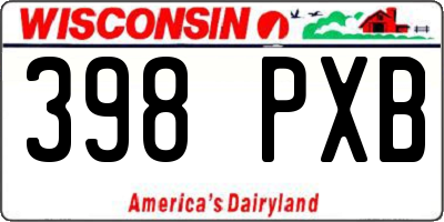WI license plate 398PXB