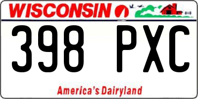 WI license plate 398PXC