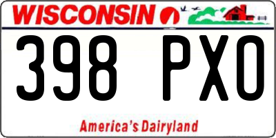 WI license plate 398PXO