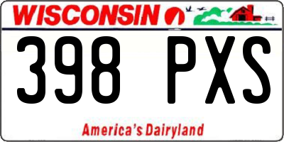 WI license plate 398PXS