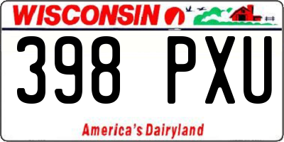 WI license plate 398PXU