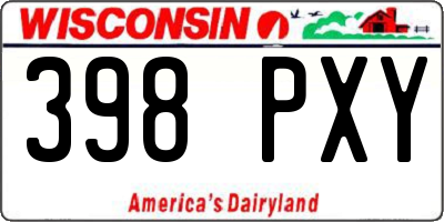 WI license plate 398PXY
