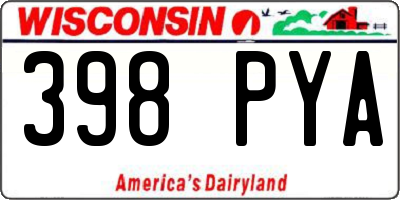 WI license plate 398PYA
