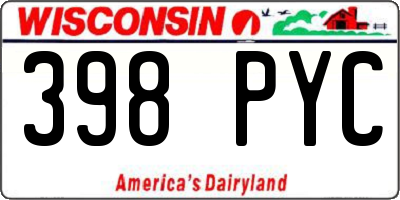 WI license plate 398PYC