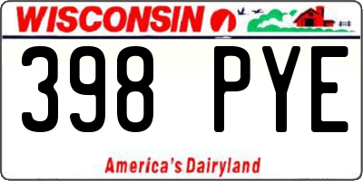 WI license plate 398PYE