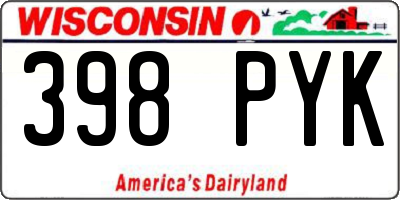 WI license plate 398PYK