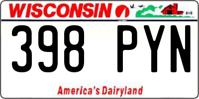 WI license plate 398PYN