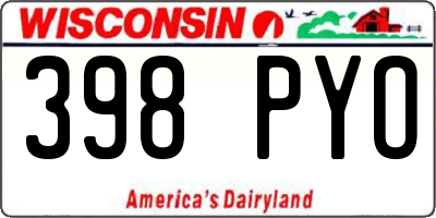 WI license plate 398PYO